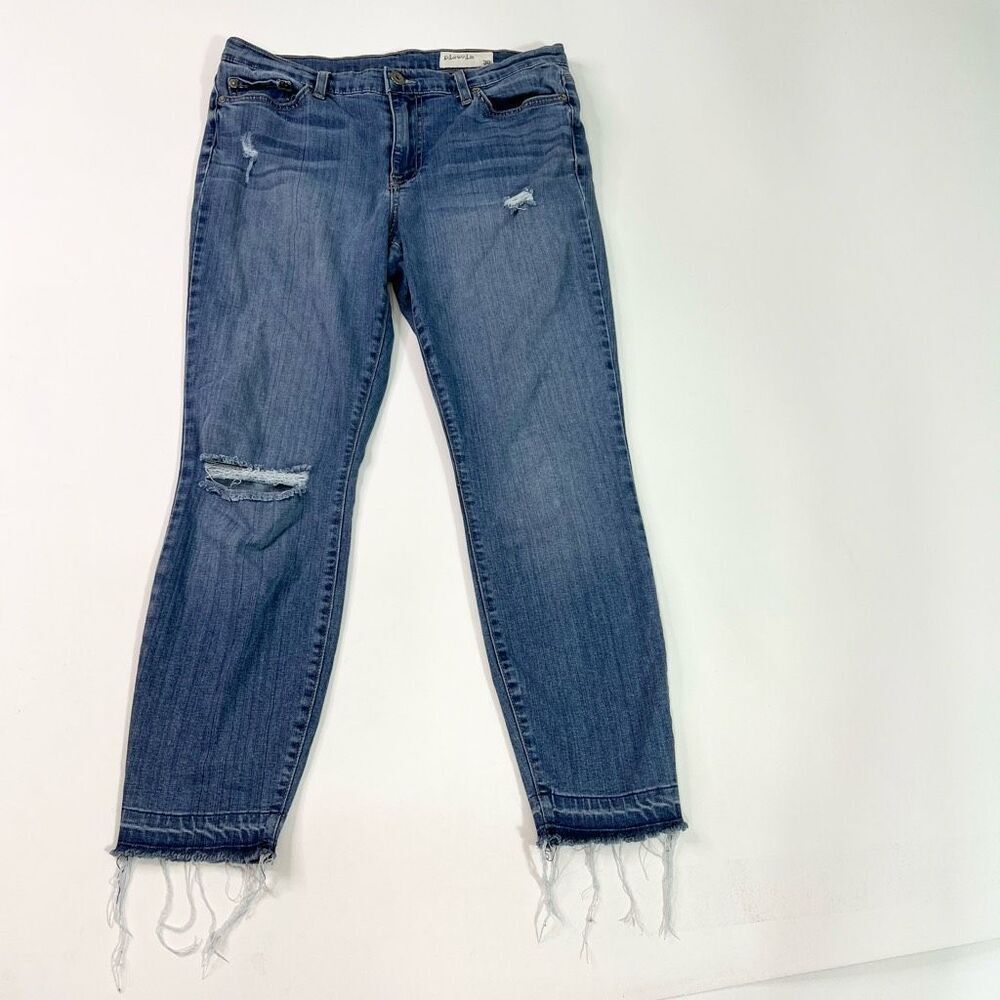 Pistola Jeans Womens 30 Distressed Skinny Raw‎ Hem Zip Fly Denim Medium Wash